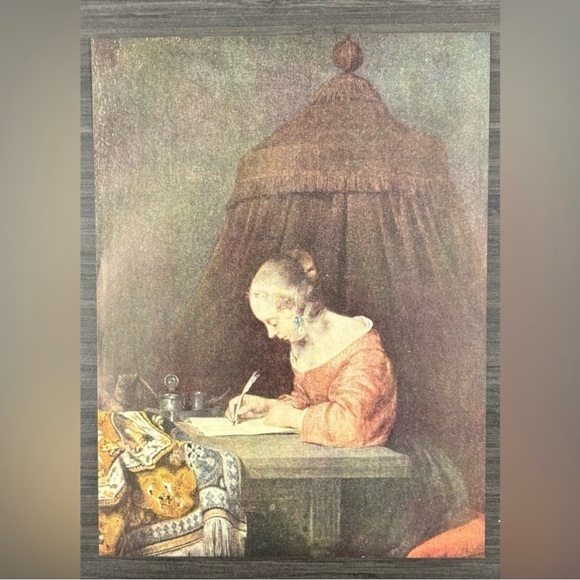 Gerard Terburg TER BORCH The Letter Original Vintage Fine Art Print 1930’s Dutch - Picture 6 of 7